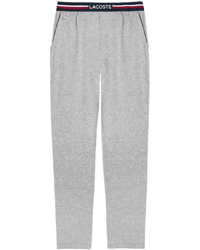Lacoste Pyjamahose Pyjama-Hose mit 3-farbigem Webgummibund - Grau