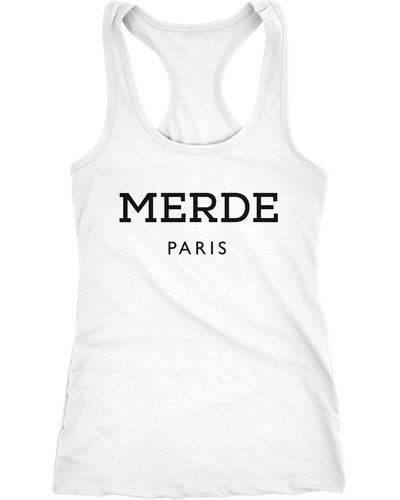 MoonWorks Tanktop Freches Tank-Top Shirt Merde Paris Racerback ® - Weiß
