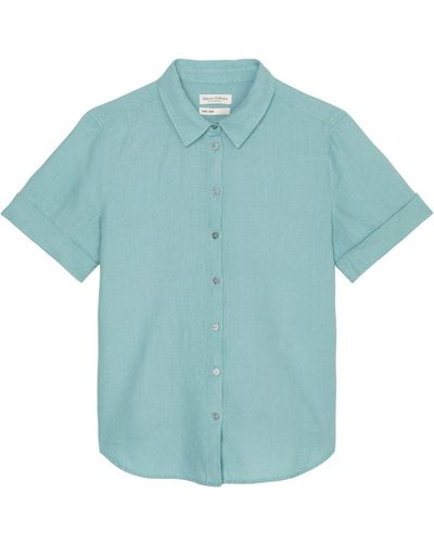 Marc O' Polo Klassische Bluse Blouse, regular fit, short sleeve - Blau