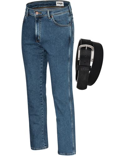 Wrangler Texas Authentic Straight jeans Jeans Stretch mit Gürtel - Blau