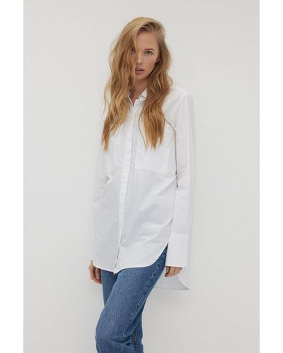 THE FASHION PEOPLE Blusenshirt Long Blouse solid - Weiß