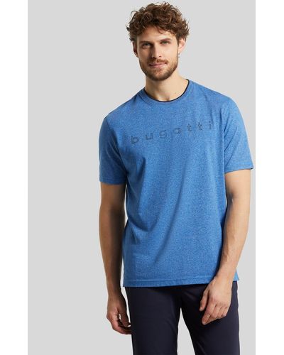 Bugatti T-Shirt mit großem Logo-Print - Blau