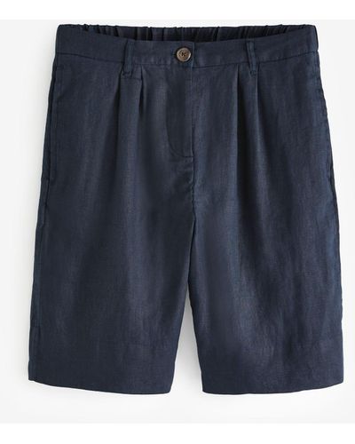 Next City-Shorts aus 100 % Leinen (1-tlg) - Blau