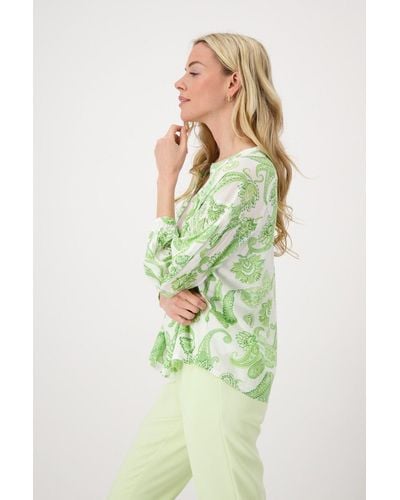 Monari Klassische Paisley Muster Bluse mit Smoke Einsatz - Grün