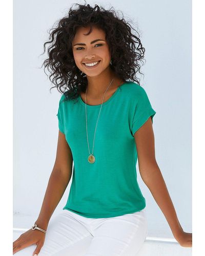 Vivance T-Shirt mit elastischem Saumabschluss - Grün