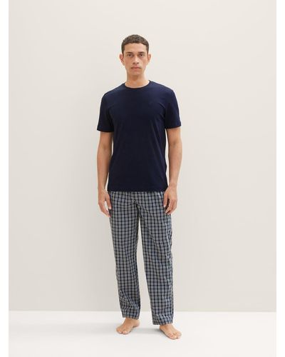 Tom Tailor Schlafhose Pyjamahose mit Karomuster - Grau
