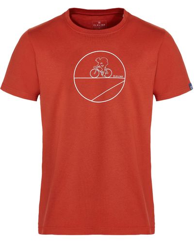 Elkline T-Shirt Straight Forward sportlich Bike Fahrrad Print Motiv Bio - Rot