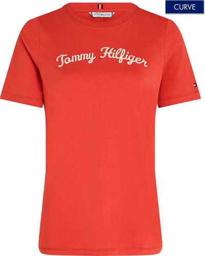 Tommy Hilfiger T-Shirt CRV REG SCRIPT TEE SS Große Größen - Rot