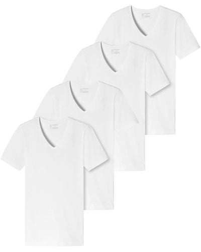 Schiesser T-Shirt V-Ausschnitt, kurzarm, im 4er Pack - Weiß
