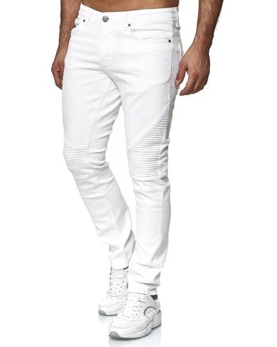 Tazzio Slim-fit-Jeans 16517 in cooler Biker-Optik - Weiß