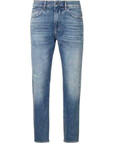 BOSS ORANGE Straight-Jeans RE.MAINE BO mit BOSS Leder-Badge - Blau