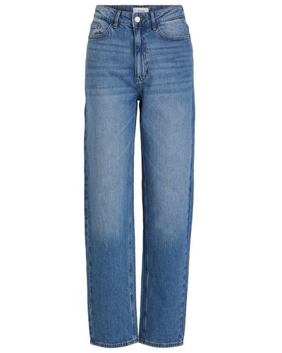 Vila Loose-fit-Jeans (1-tlg) Plain/ohne Details - Blau