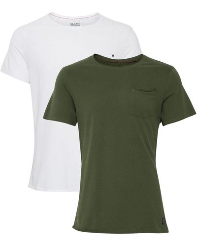 Blend Einfarbiges Rundhals T-Shirt 2er Stück Set BHNOEL (1-tlg) 4033 in Weiß-Grün