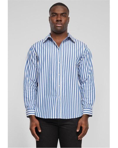 Urban Classics Langarmhemd Striped Summer Shirt - Blau