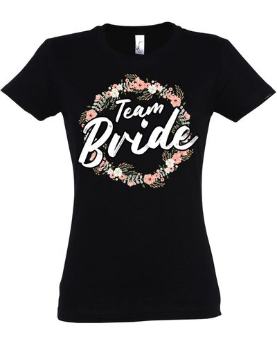 Youth Designz T- Team Bride Shirt mit lustigem Hochzeit Frontaufdruck - Schwarz