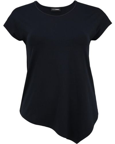 Doris Streich T-Shirt asymmetrischem Saum mit modernem Design - Schwarz