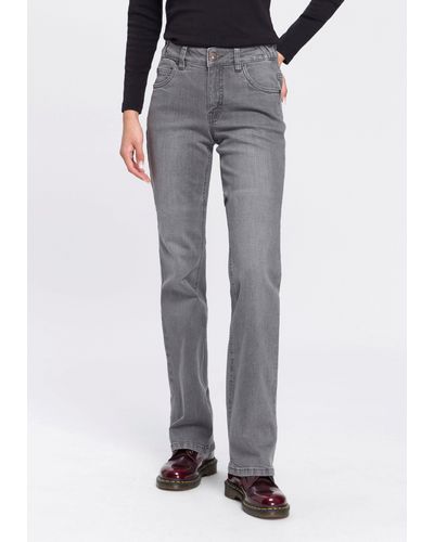 Arizona Bootcut-Jeans Bund mit seitlichem Gummizugeinsatz High Waist - Grau