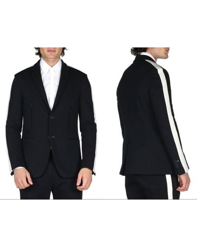 Fendi Sakko Track Stripe Sideline Cotton Jersey Jacket Blazer Jacke Anzug Sa - Schwarz