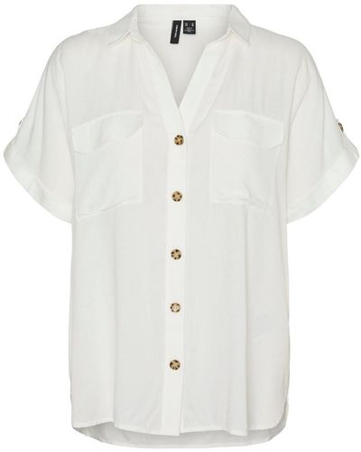 Vero Moda Hemdbluse Hemd-Bluse - Weiß