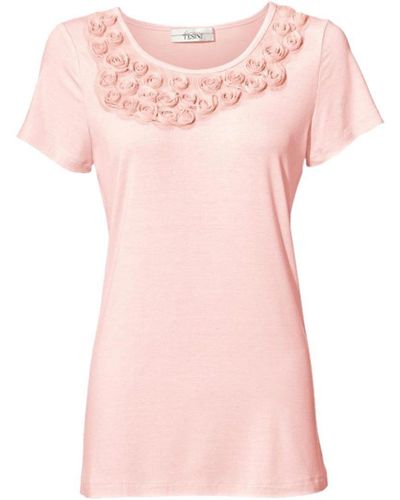 heine Rundhalsshirt Linea Tesini Designer-Shirt, rosé - Pink