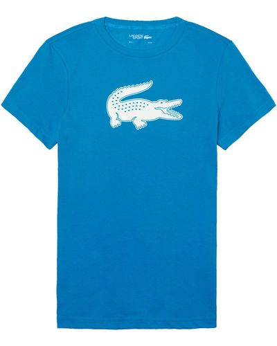 Lacoste Kurzarmshirt -T-Shirt mit großem Krokodil auf der Brust - Blau