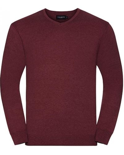 Russell Sweatshirt V-Neck Knitted Pullover - Rot