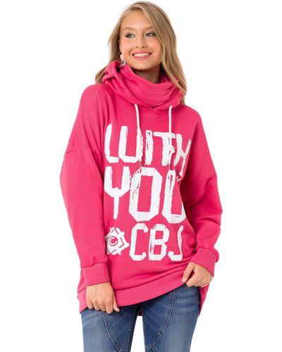 Cipo & Baxx Kapuzensweatshirt mit stylischem Frontprint - Pink