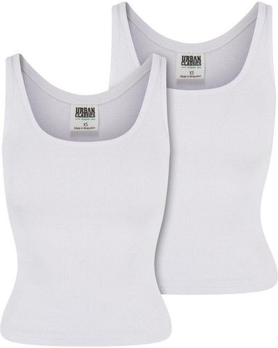 Urban Classics T-Shirt Ladies Organic Basic Rib Top 2-Pack - Grau