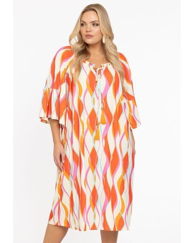 Yoek A-Linien-Kleid Große Größen - Orange