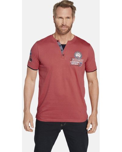 Jan Vanderstorm T-Shirt HINDERK mit Details in Kontrastfarben - Rot