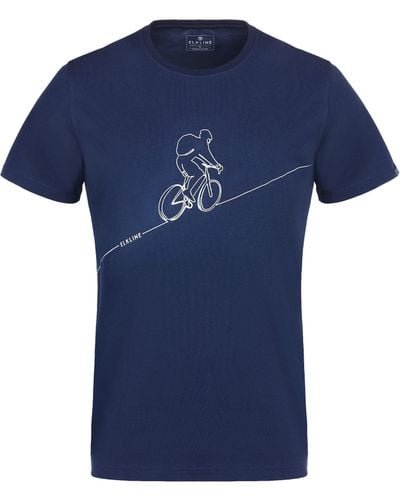 Elkline T-Shirt Downhill Fahrrad Siebdruck Motiv gerader Schnitt - Blau