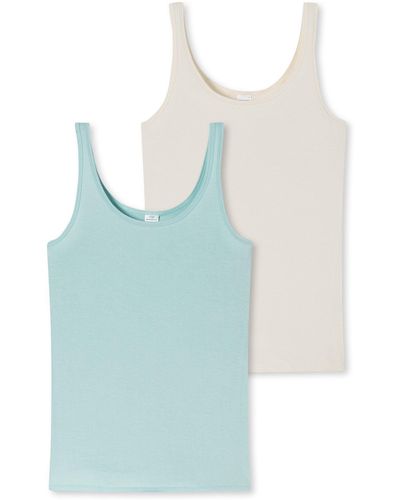 Schiesser Trägertop Modal Essentials (2-tlg) unterhemd unterzieh-shirt ärmellos - Blau