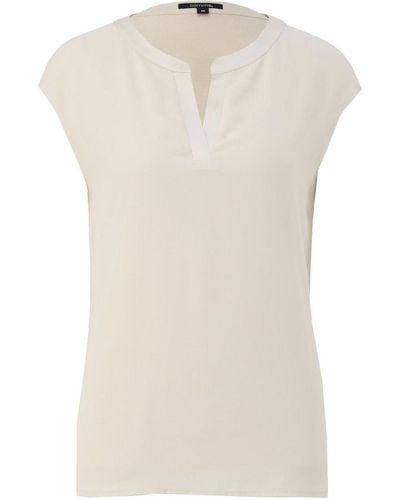 Comma, T-Shirt Basic mit Tunika-Ausschnitt - Weiß