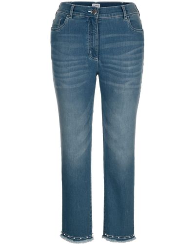 MIAMODA Slim-fit- 7/8-Jeans mit Perlendekoration - Blau