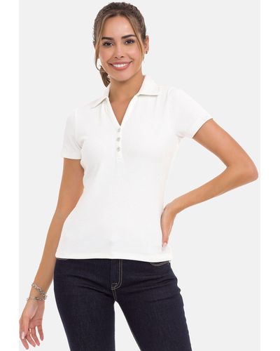 Cipo & Baxx T-Shirt mit klassischem Polokragen - Weiß