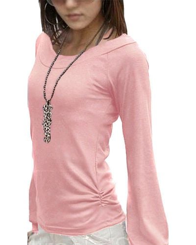 Mississhop Langarmshirt Bluse Tunika Longshirt mit eleganten Ballonärmeln Fado - Pink