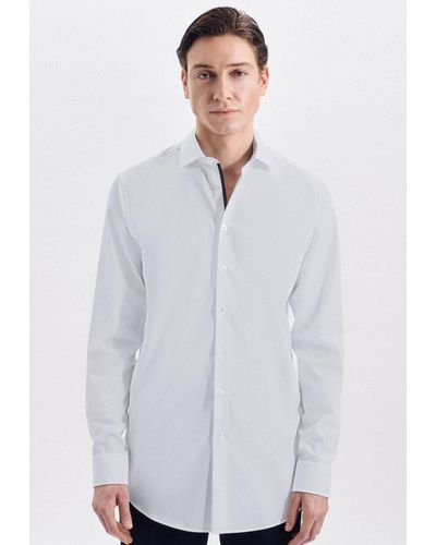 Seidensticker Businesshemd Regular Extra langer Arm Kentkragen Uni - Weiß