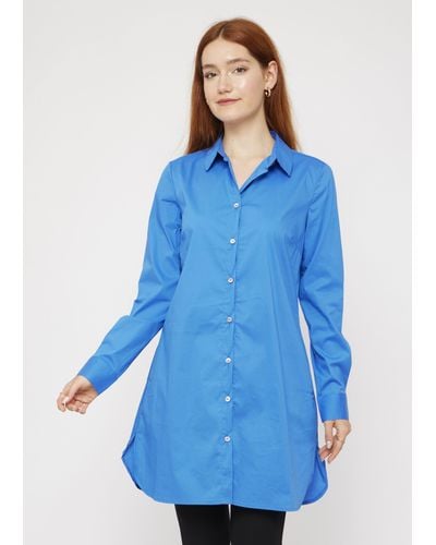 VICCI Germany Klassische Bluse aus Baumwolle mit Stretch Anteil - Blau