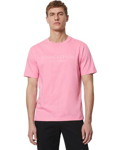 Marc O' Polo T-Shirt mit tonigem Label-Print vorne - Pink