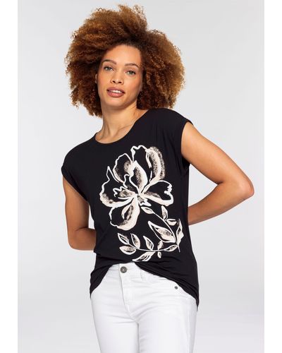 Boysen's Print-Shirt mit großem Floraldruck - Weiß