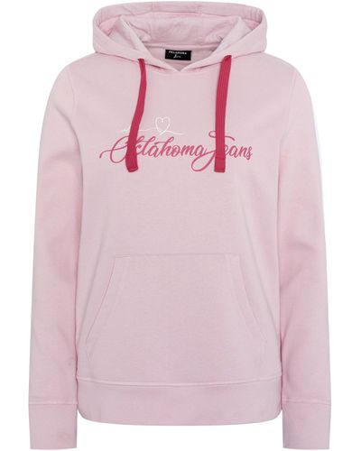 Oklahoma Jeans Kapuzensweatshirt mit Schriftzug und Logo - Pink