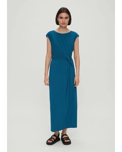 S.oliver Maxikleid Kleid aus schimmerndem Viskosestretch Knoten - Blau