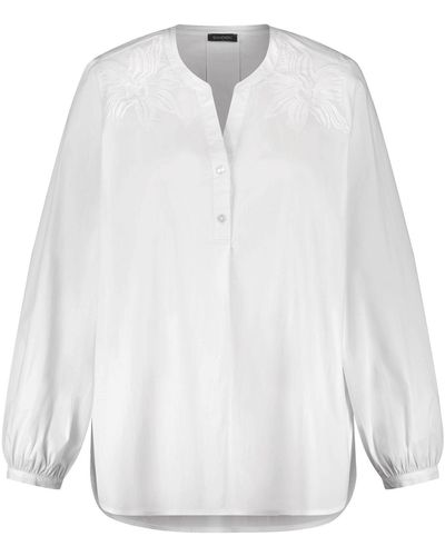 Samoon Klassische Bluse Baumwoll-Tunika mit Stickerei - Weiß