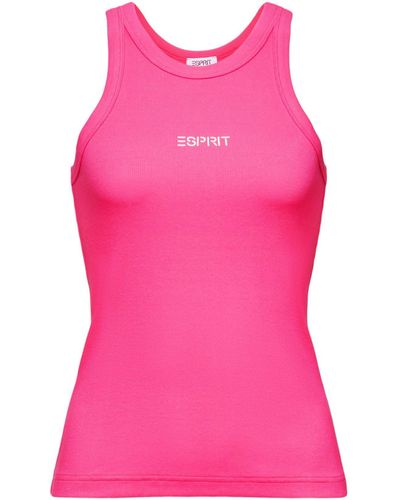 Esprit T-Shirt Logo-Tanktop aus Baumwolljersey (1-tlg) - Pink