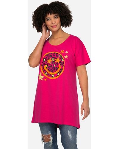Angel of Style Rundhalsshirt T-Shirt oversized Smiley Rundhals Halbarm - Pink
