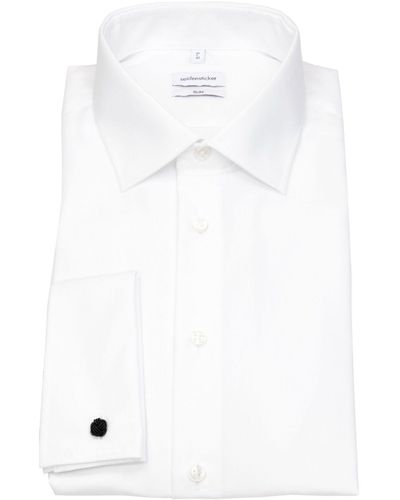 Seidensticker Businesshemd Slim Umschlagmanschette stark tailliert bügelfrei - Weiß