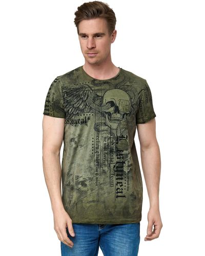 Rusty Neal T-Shirt mit coolem Allover-Print - Grün
