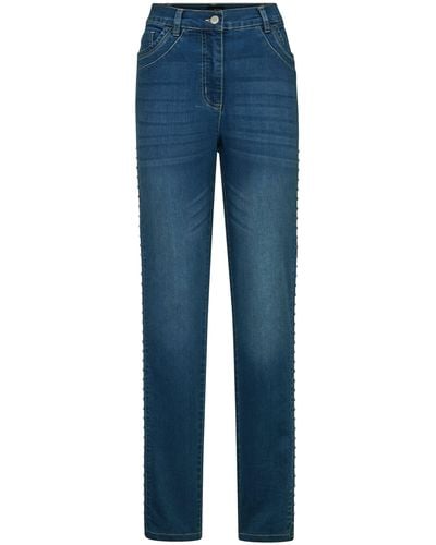 MIAMODA Regular-- Jeans Straight Fit Ziernieten 5-Pocket - Blau