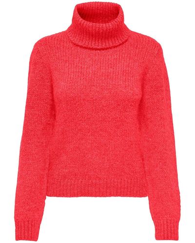 Jacqueline De Yong Warmer Rollkragen Strickpullover Langarm Stretch Sweater JDYDINEA 4739 in Rot