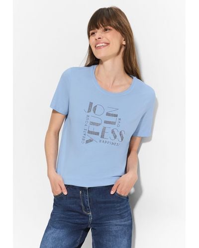 Cecil T-Shirt aus reiner Baumwolle - Blau